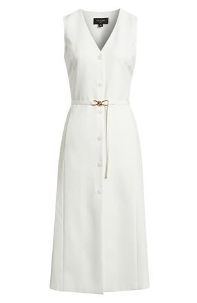 Tahari by ASL Sleeveless Belted Midi Dress in Ivory at Nordstrom, Size 10