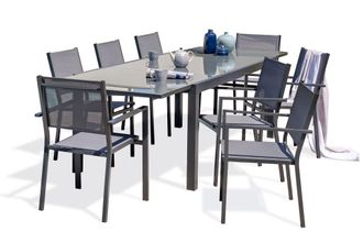 DCB Garden Tolede - Conjunto De Comedor 8 Plazas De Aluminio Con Tablero Vidrio Dcb Garden