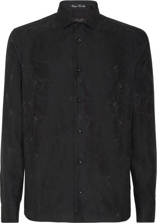 Philipp Plein Overhemden, Heren, Zwart, S, Jacquard Shirt Sugar Daddy Cut