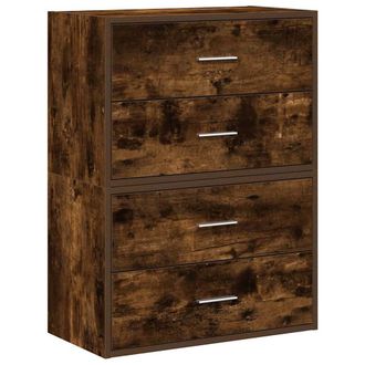 Berkfield Home Cabinets with 2 Drawers 2 pcs Smoked Oak 60x31x40 cm Engineered Wood in Brown | Size: 60 x 31 x 40 cm