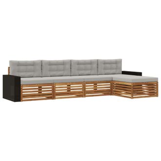 vidaXL Conjunto De Sof&aacute;s De Exterior 5 Pcs Natural Y Gris Claro Vidaxl