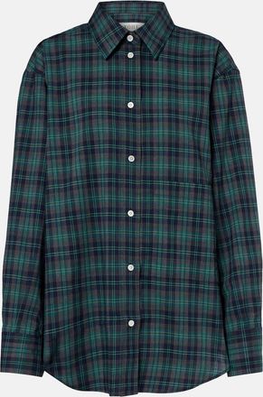 R&oacute;he Checked oversized wool-blend shirt