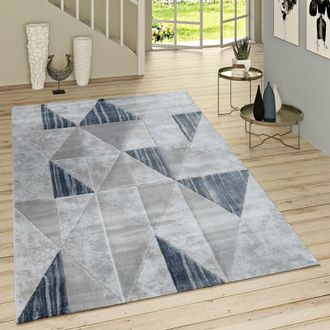 Paco Home Paco Home Alfombra Pelo Corto Moderna Rombos Gris Azul 155x230 Cm