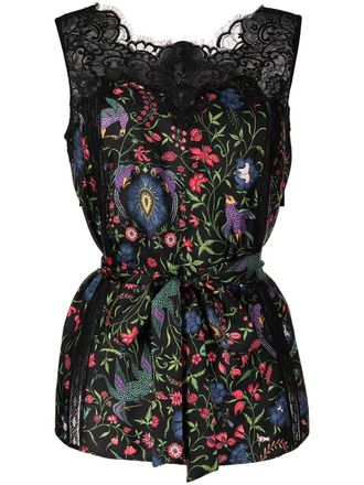 Shiatzy Chen Top met bloemenprint - Zwart