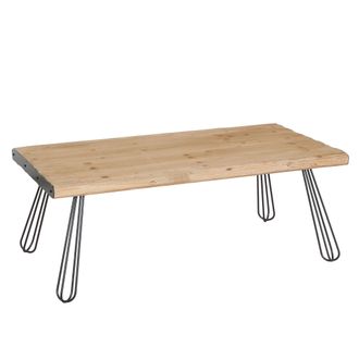 Hhg Nunca Usado] Mesa De Centro Hhg 566, Mesa De Sal&oacute;n, Madera Maciza Industrial Certificada Mvg 120x60cm, Natural
