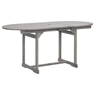 Berkfield Home Garden Dining Table (120-170)x80x75 cm Solid Acacia Wood in Grey