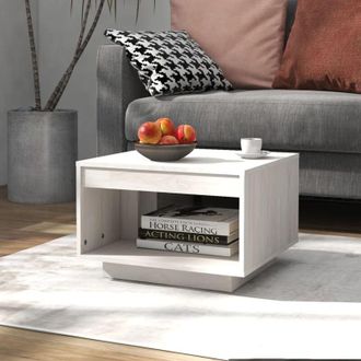 vidaXL Tavolino da Salotto Bianco 50x50x33,5 cm Legno Massello di Pino vidaXL