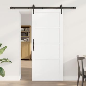 Berkfield Home Sliding Door with Hardware Set White 86x198.5 cm Solid Wood Pine