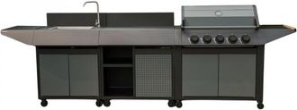 COOK IN GARDEN Cocina Exterior Modular Burn 80 Premium Con Barbacoa De Gas, Fregadero Y Carro Auxiliar Cookin Garden