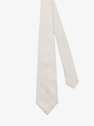 Kiton Micro-Pattern Silk Necktie - Beige