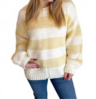 Le Lis Blanc Deux Butter Stripe Chunky Knit Sweater In Yellow