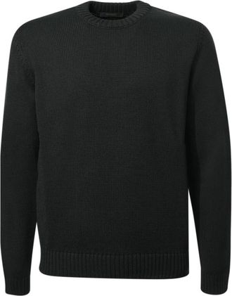 Zanone Trui met ronde hals en lange mouwen - Heren - Ronde hals truien - Zwart - M - Wol - Truien & Vesten