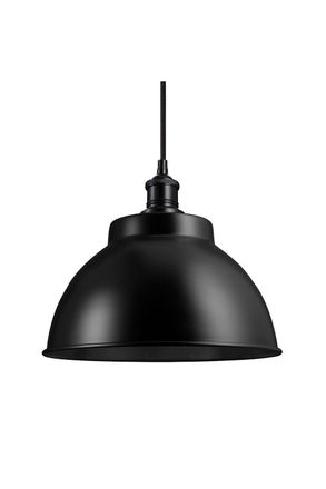 Industville Brooklyn Dome Pendant, 13 Inch, Black, Black Holder