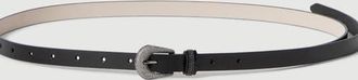 Brunello Cucinelli Vintage-effect leather belt with shimmering buckle and shiny loop in Black at Nordstrom, Size X-Small