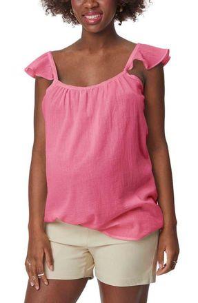 Stowaway Collection Gauze Maternity Top in Bright Rose at Nordstrom, Size Medium