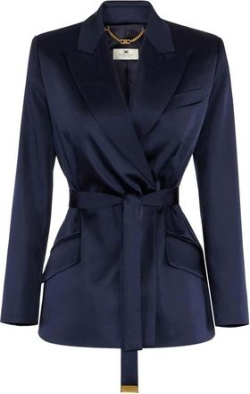 Elisabetta Franchi Dames, Jassen, Blauw, Maat: M Satijn