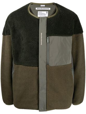 White Mountaineering patchwork collarless jacket - Green