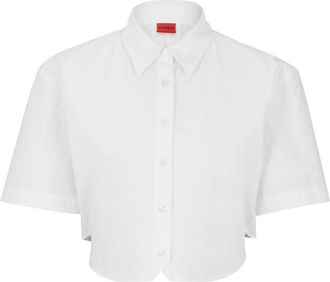 HUGO BOSS Hugo Dames/Dames Enovia Cropped Regular Blouse (Wit)