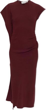 Victoria Beckham Kleedjes, Dames, Rood, 2Xs, Leer, Jurk met gedrapeerde taille