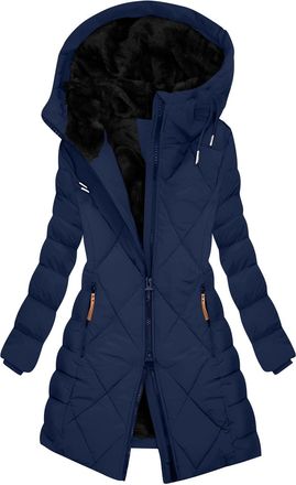 Generic Winter Jacket for Women Warm Fleece Lined Parkas Jackets Casual Plus Size Sherpa Thickened Down Coat with Hood Basic Solid Loose Puffer Quilted Coats 