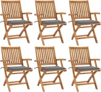 vidaXL Sillas De Jard&iacute;n Plegables 6 Uds Madera Maciza Teca Con Cojines Vidaxl