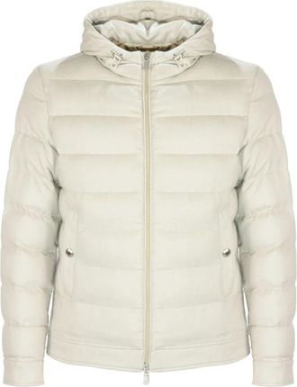 Eleventy Hooded Quilted Jacket - Heren - Gewatteerde jassen - Wit - XL - Leer - Jassen
