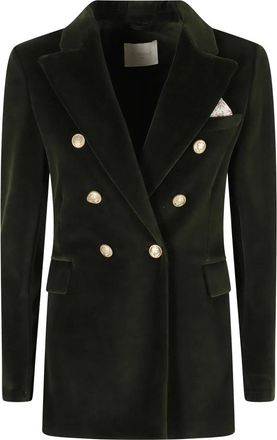 Circolo 1901 Dubbele Rij Knopen Fluweel Jas - Dames - Blazers - Groen - L - Katoen - Jassen