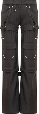 Off-white Wollen Cargo Broek - Dames - Straight fit broeken - Zwart - M - Wol - Broeken