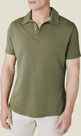Luca Faloni Khaki Green Cotton Piqu&eacute; Classic Polo