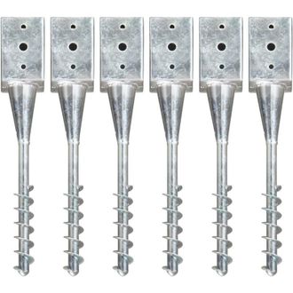 vidaXL Picchetti di Terra 6 pz Argento 9x9x56 cm in Acciaio Zincato - Vidaxl