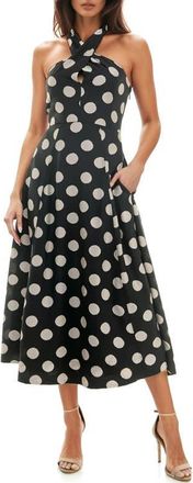 Socialite Maxi Halter Dress in Black/White Dot at Nordstrom, Size Small