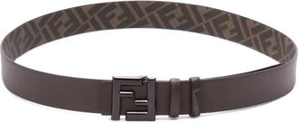 Fendi Cintura reversibile con stampa monogramma - Marrone
