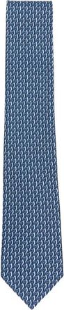 Ferragamo Gancini Print Puntige Tip Stropdas - Heren - Stropdassen - Blauw - ONE Size - Accessoires