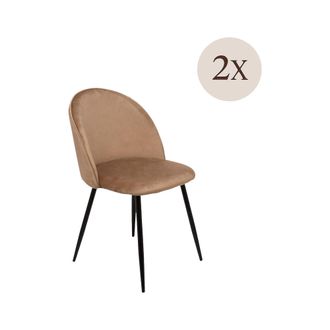 Dmora Conjunto De 2 Sillas Achito, Sill&oacute;n Tapizado En Terciopelo, Silla De Comedor Tapizada, Silla De Reuni&oacute;n, 51x54h82 Cm, Beige