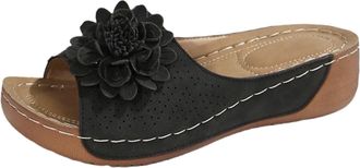 Generic Slip On Wide Fit Non slip Walking Slippers, Lightweight Anti Slip Walking Sandals, Comfortable Slip on Open Toe Beach Shoes, Wide Fit Peep Toe Shoes, 