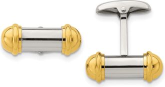 Diamond2Deal Stainless Steel Polished Yellow IP-plated Cufflinks