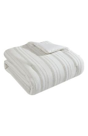 Elie Tahari Mellie Stitch Stripe Cotton 3-Piece Comforter Set in White/Pumice Stone at Nordstrom Rack, Size Full/queen