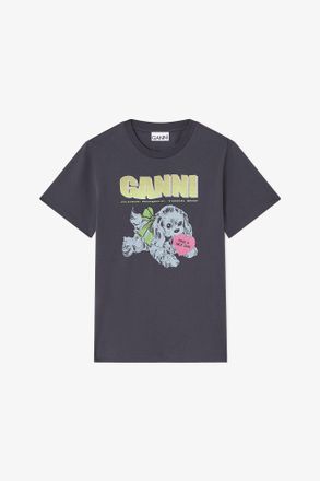 Ganni Mixed Black Puppy T-shirt - Size XS Organic Cotton