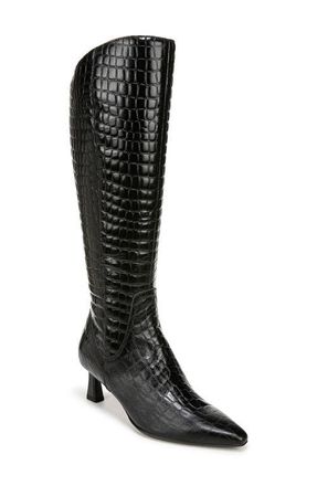 Naturalizer Deesha Pointed Toe Knee High Kitten Heel Boot in Black at Nordstrom, Size 10.5 Regular Calf