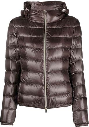 Herno Brown Short Puffer Jacket With High Collar