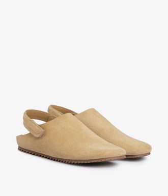 Pedro Garcia Clog in beige suede and velcro closure |Bely | Fall winter 25 | PEDRO GARCIA