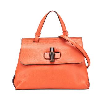 Gucci Pre-owned Gucci Small Leather Bamboo Daily Satchel Ladies 370831 527066