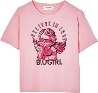 Blugirl Casual Katoenen T-Shirt voor Vrouwen - Dames - T-shirts - Roze - S - Katoen - Tops