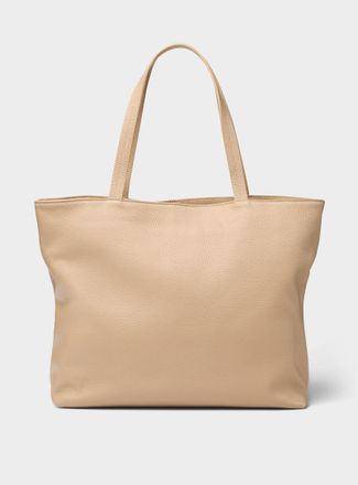 Simons Womens Pebbled leather zipped Tote Bag Exclusive collection from Italy