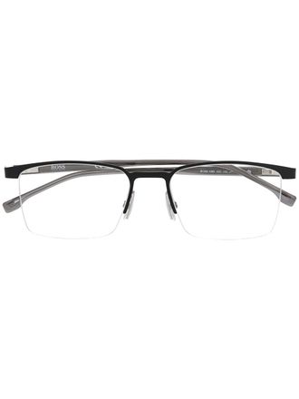 BOSS half-rim square-frame glasses - men - Metal/Acetate - 56 - Black