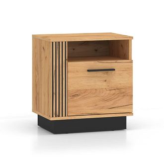 Petits Meubles Mesita de noche 1 puerta y negro fachada de mdf madera