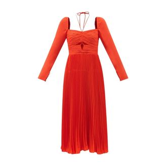 Self Portrait Midi jurk van cr&ecirc;pe met Cut Out - Dames - Casual kleedjes - Rood - XS - Kleedjes