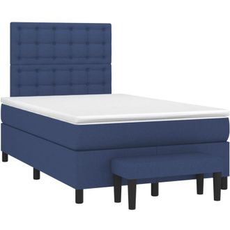 vidaXL Cama Box Spring Con Colch&oacute;n Tela Azul 120x190 Cm Vidaxl