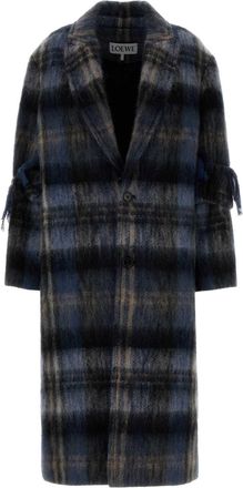 Loewe Womens Embroidered Mohair Blend Coat - Black Wool - Size EU 34 (Womens)