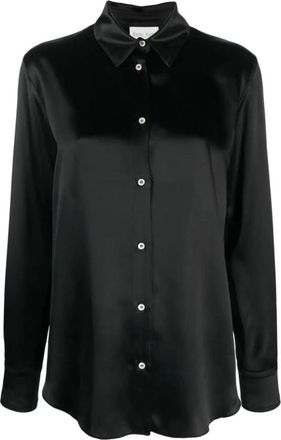 Forte_Forte Elegante Zwarte Viscose Blouse met Lange Mouwen - Dames - Overhemden - Zwart - XL - Overhemden